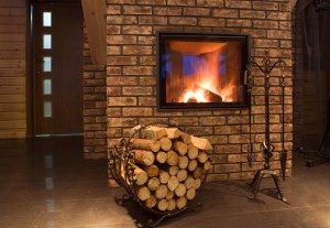Wood burnign fireplace