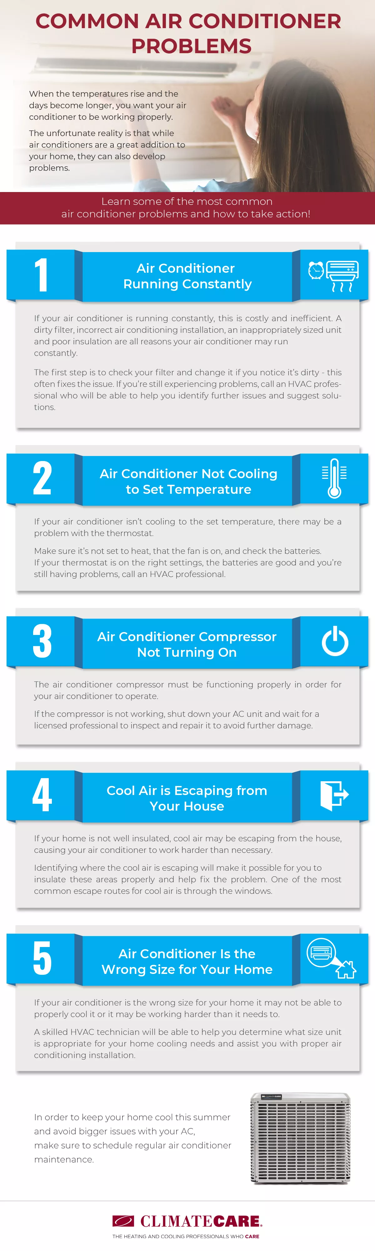 5 Common Air Conditioner Problems with explanations and solutions