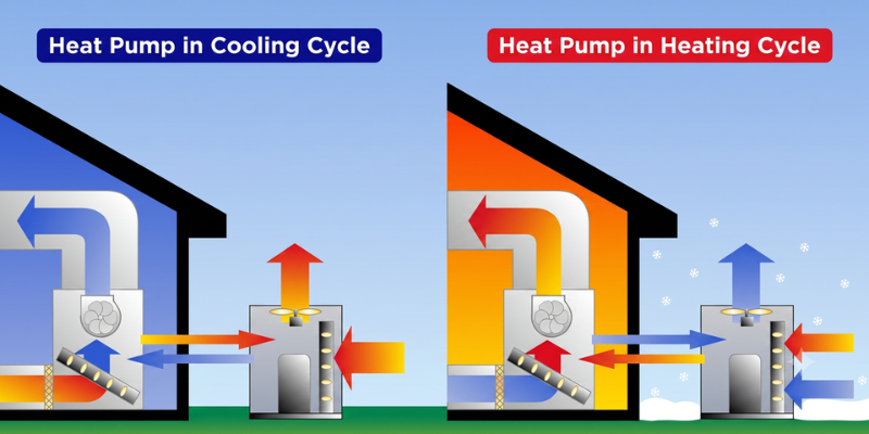 Heat Pump in cooling cycle vs heating cycle